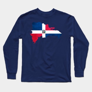 Dominican Republic Map as Flag Long Sleeve T-Shirt